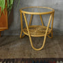 Vintage Bohemian Bamboo & Glass Side Table