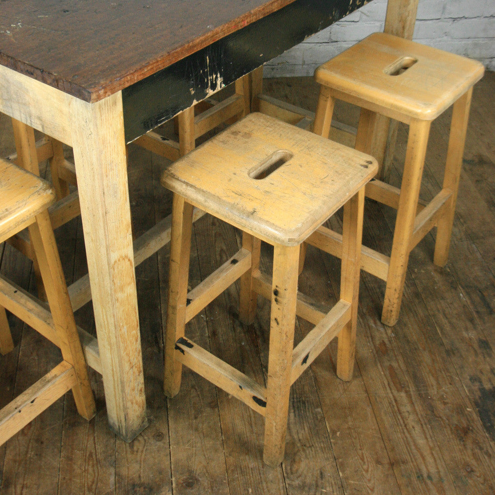 Vintage Maple School Laboratory Stools – Mustard Vintage