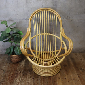 vintage_boho_bamboo_cane_swivel_egg_rocking_chair