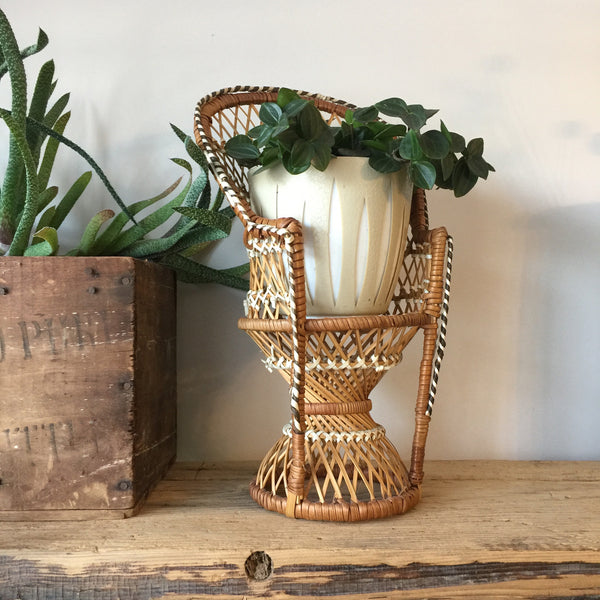 Vintage Miniature Rattan Boho Peacock Chair