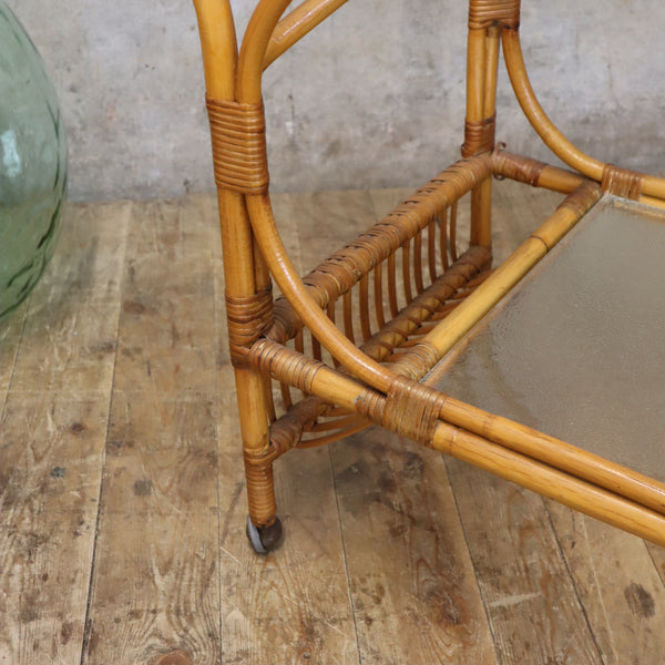 Vintage Boho Bamboo Drinks Trolley Bar Cart - 1602a