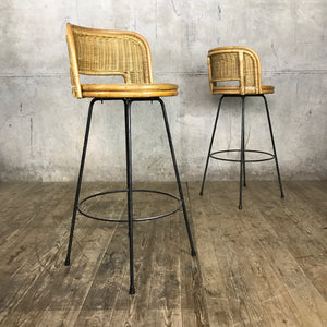 vintage_boho_tiki_rattan_metal_bar_stools