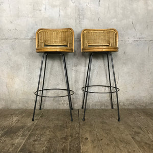 vintage_boho_tiki_rattan_metal_bar_stools