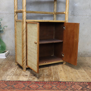 Vintage Bohemian Rattan Cane Cupboard / Shelving Unit – 0804i