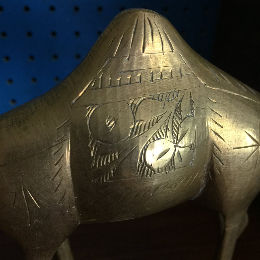 Mid Century Brass Pair of Camels