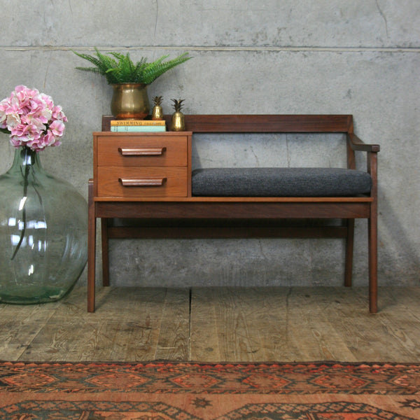 Mid Century Chippy Heath Teak Telephone Seat