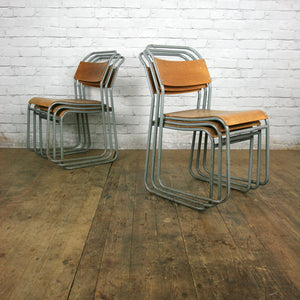 Vintage Industrial School Stacking Chairs - GREY x 1 (8 available)