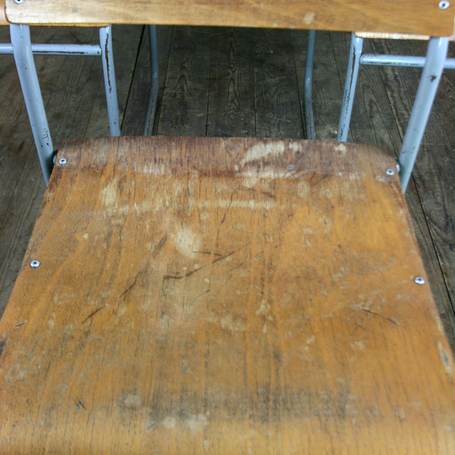 Vintage Industrial School Stacking Chairs - GREY x 1 (8 available)