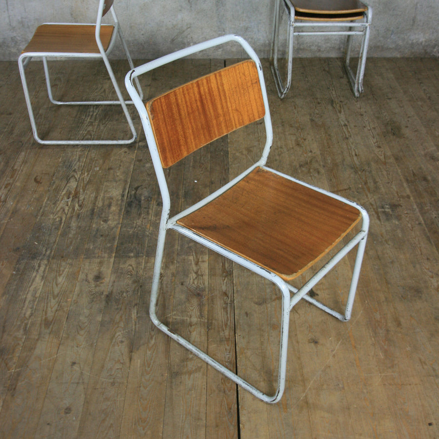 X4 Vintage Industrial School Stacking Chairs