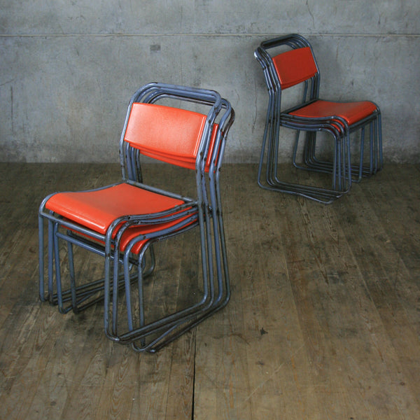 X7 Vintage Industrial School Stacking Chairs (set of seven)