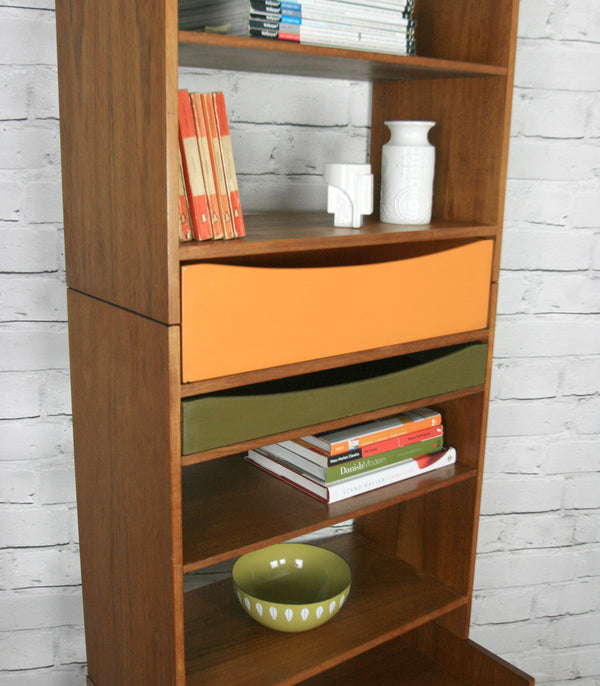 Danish Teak Modular Wall Unit Shelving #2 Orange