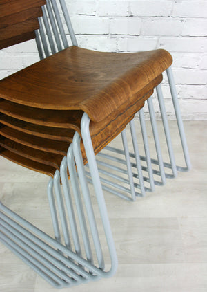 6 Vintage School Stacking Chairs