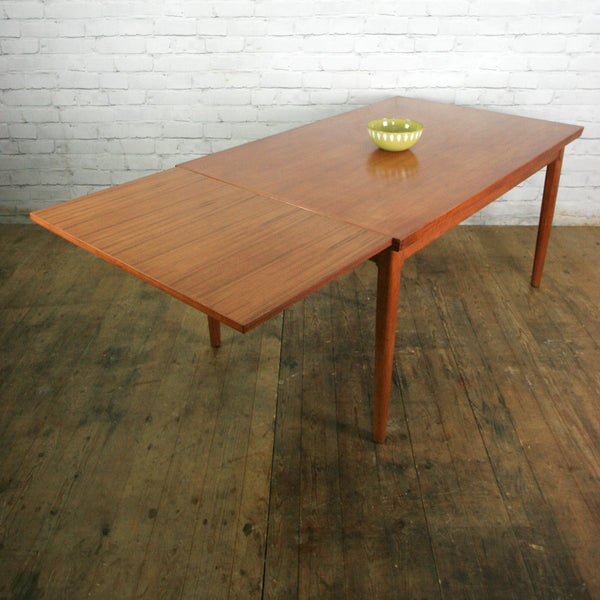 Danish Mid Century Teak Extending Draw Leaf Dining Table
