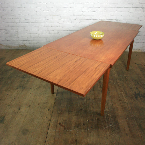 Danish Mid Century Teak Extending Draw Leaf Dining Table