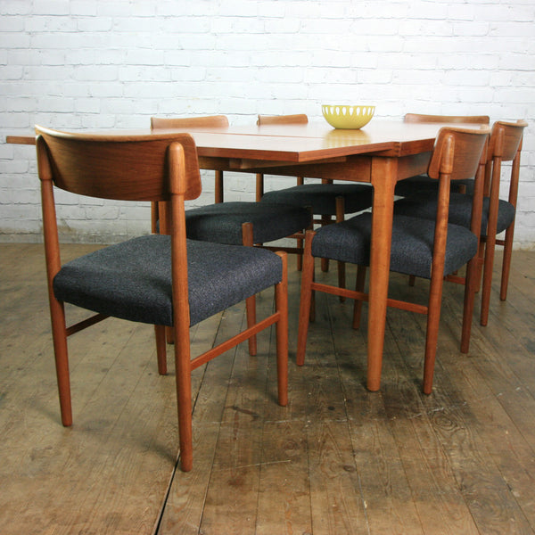 Danish Mid Century Teak Extending Draw Leaf Dining Table
