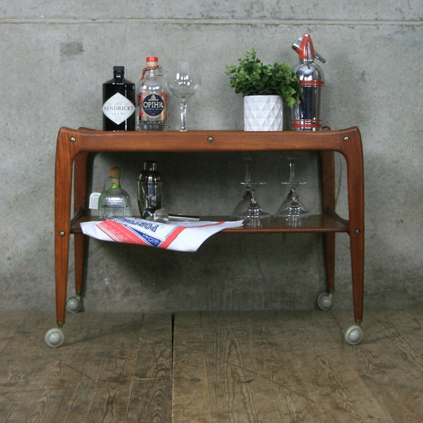 Mid Century Danish Teak Drinks Trolley Bar