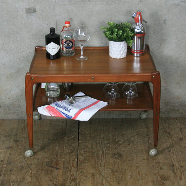 Mid Century Danish Teak Drinks Trolley Bar