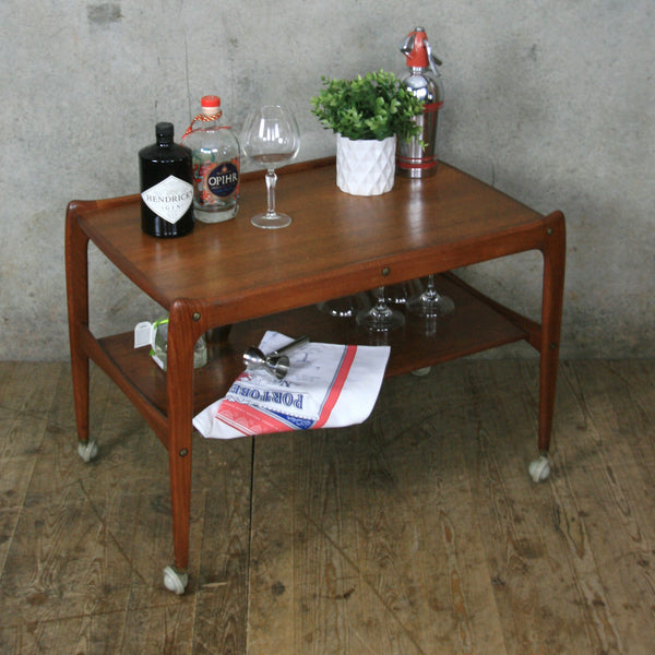 Mid Century Danish Teak Drinks Trolley Bar