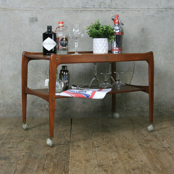 Mid Century Danish Teak Drinks Trolley Bar