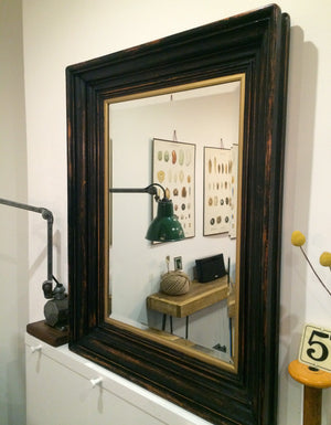 Vintage Black Framed Barber Shop Mirror