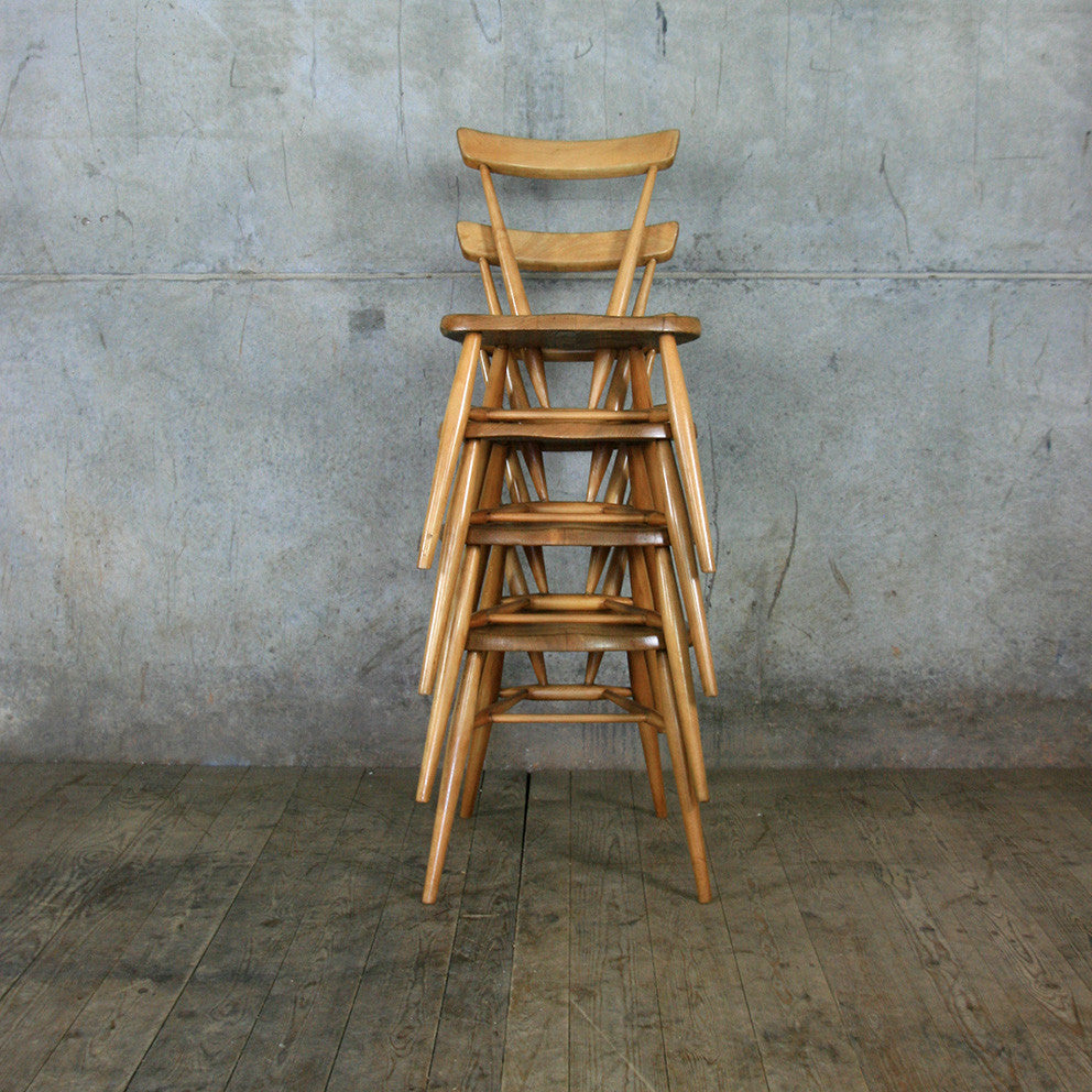 1 x Mid Century Ercol 392 Junior Stacking Chair – Mustard Vintage