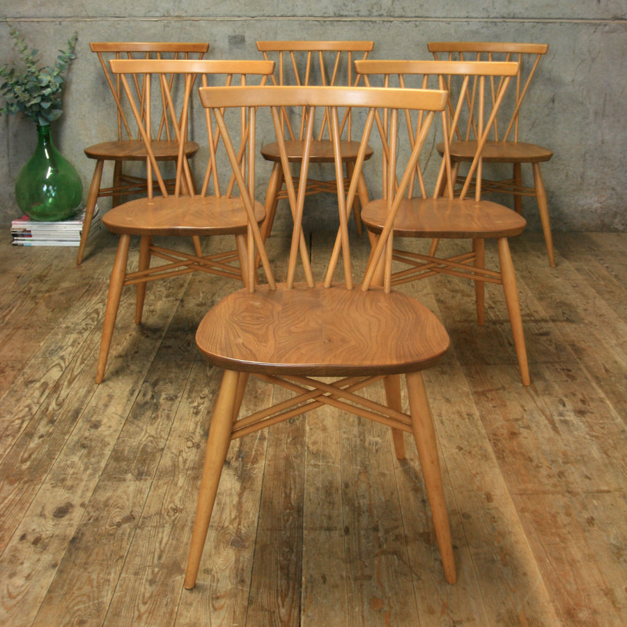 X6 Mid Century Ercol Candlestick Chiltern Chairs - 1311d
