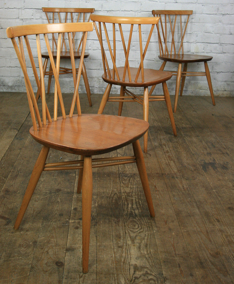 X4 Vintage Mid Century Ercol Candlestick Chiltern Chairs