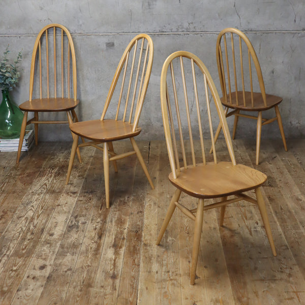 X4 Set of Four Vintage Ercol Quaker 'Model 365' Chairs - 1211a