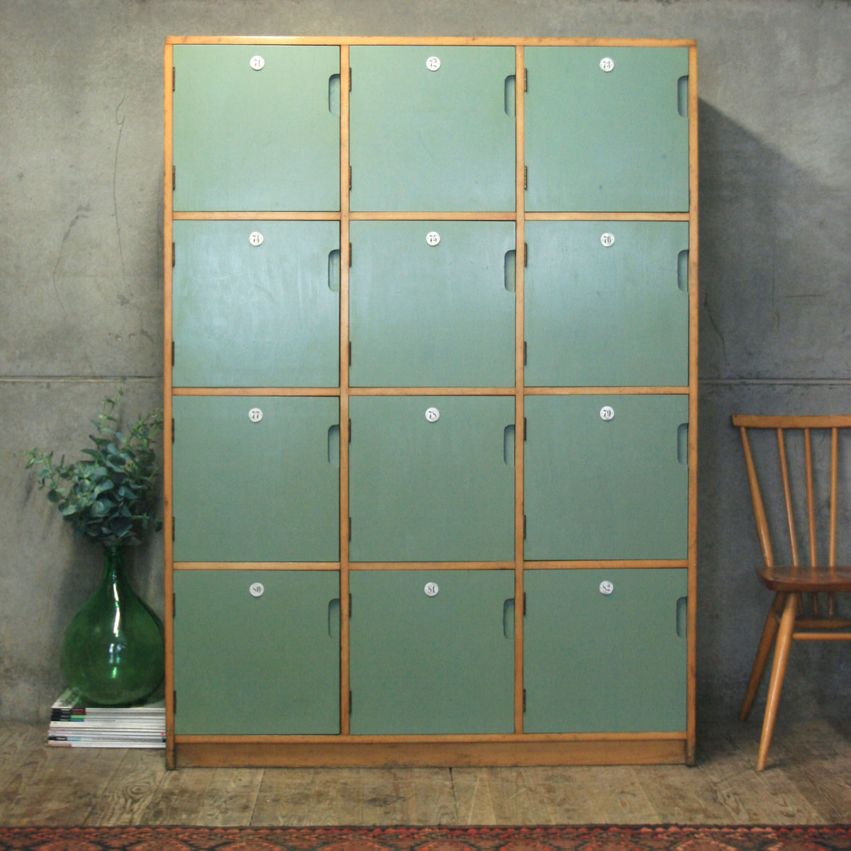 Vintage Esavian School Gym Wooden Lockers 1206d Mustard Vintage