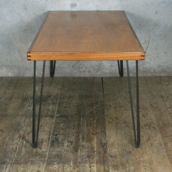 Reclaimed Teak School Table with Hairpin Legs