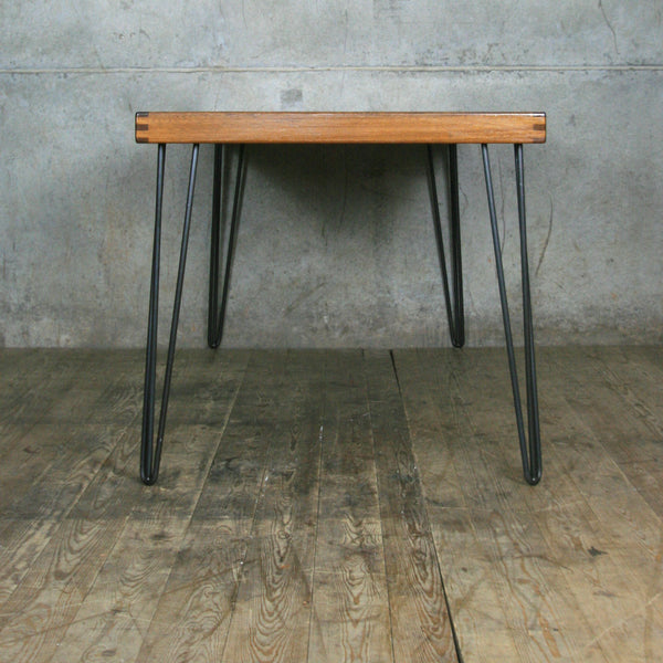 Reclaimed Teak School Table with Hairpin Legs