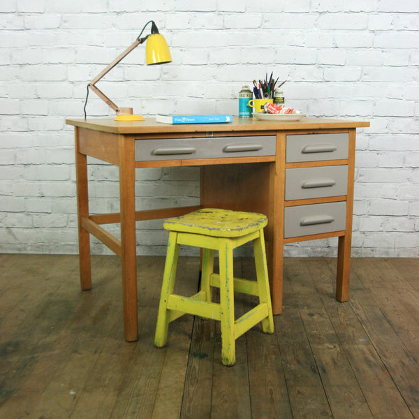 Vintage school beech rough luxe school desk
