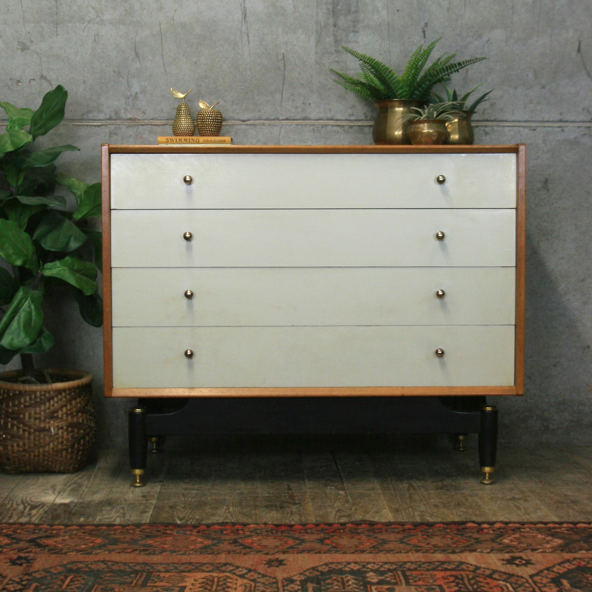 Mid Century E-Gomme Oak Chest of Drawers #1402g – Mustard Vintage