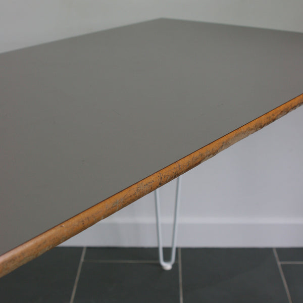 Reclaimed Hairpin Desk / Table - Grey Top/White Legs
