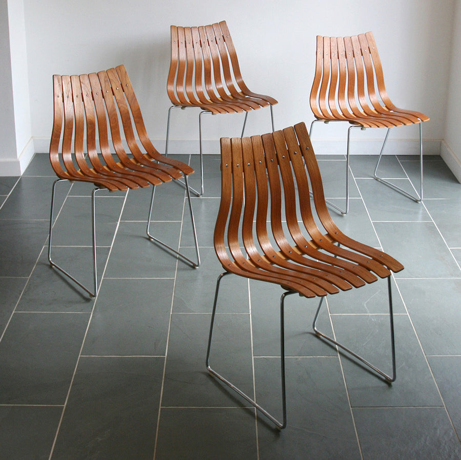 X4 Hans Brattrud Mid Century Scandia Stacking Chairs