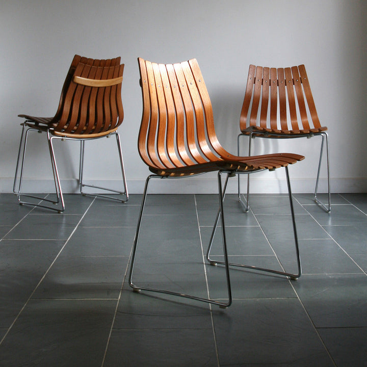 X4 Hans Brattrud Mid Century Scandia Stacking Chairs