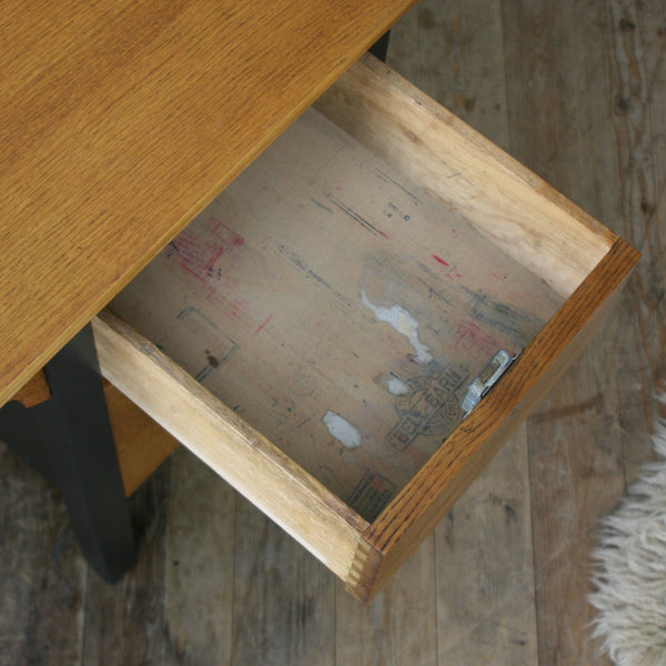 Mid Century Oak Painted School Desk