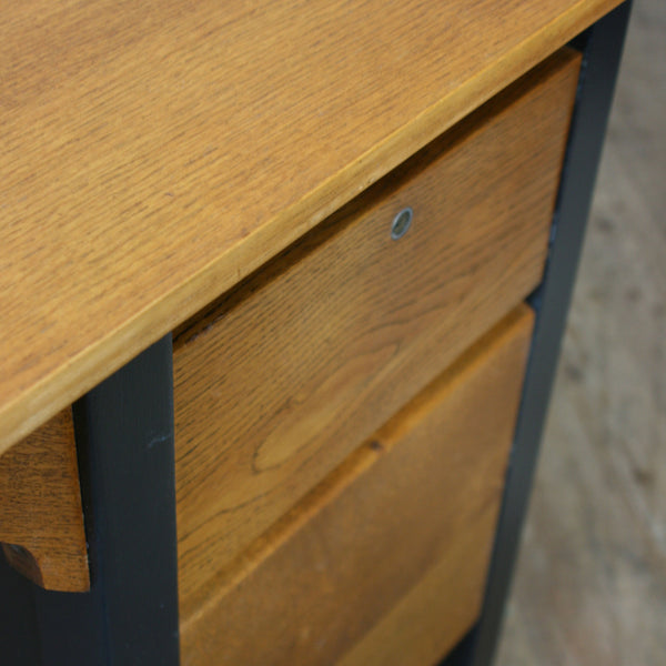 Mid Century Oak Painted School Desk