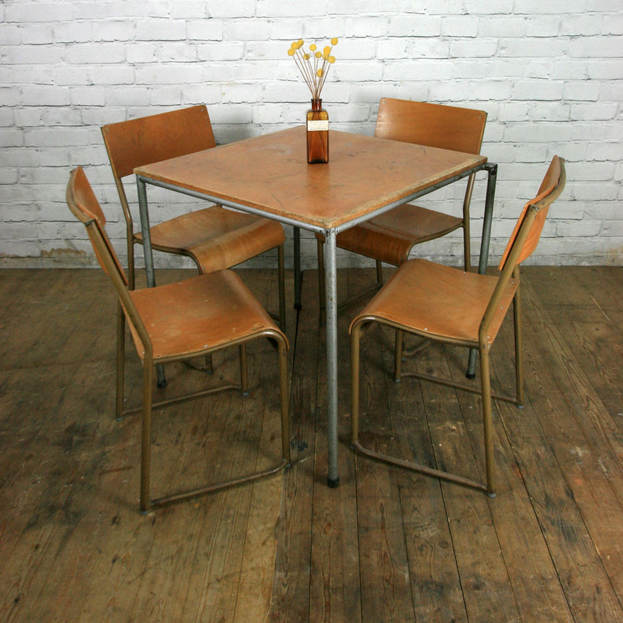 8 Vintage Industrial School Stacking Chairs