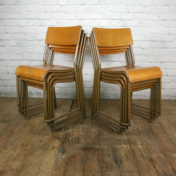 10 Vintage Industrial School Stacking Chairs