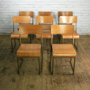 10 Vintage Industrial School Stacking Chairs