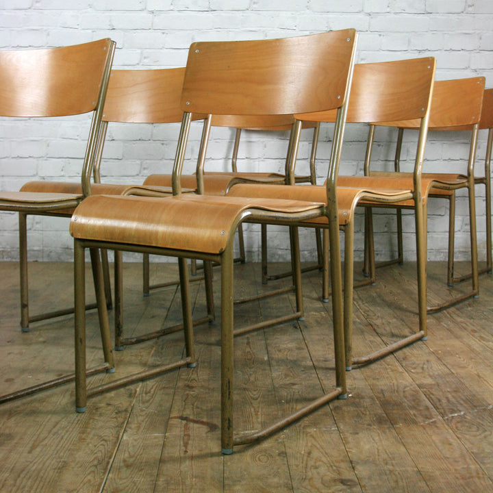 10 Vintage Industrial School Stacking Chairs