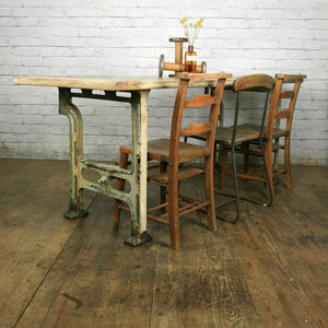 Reclaimed Cast Iron Industrial Dining Table - Retail / Shop Display.