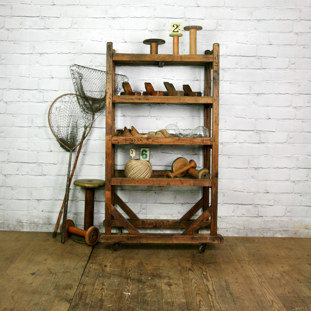 Vintage Industrial Wooden Shoe Factory Rack Trolley #3 – Retail Shop D ...