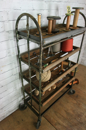 THREE (3) x Vintage Industrial Factory Shoe Rack Trolley #1 – Retail Shop Display
