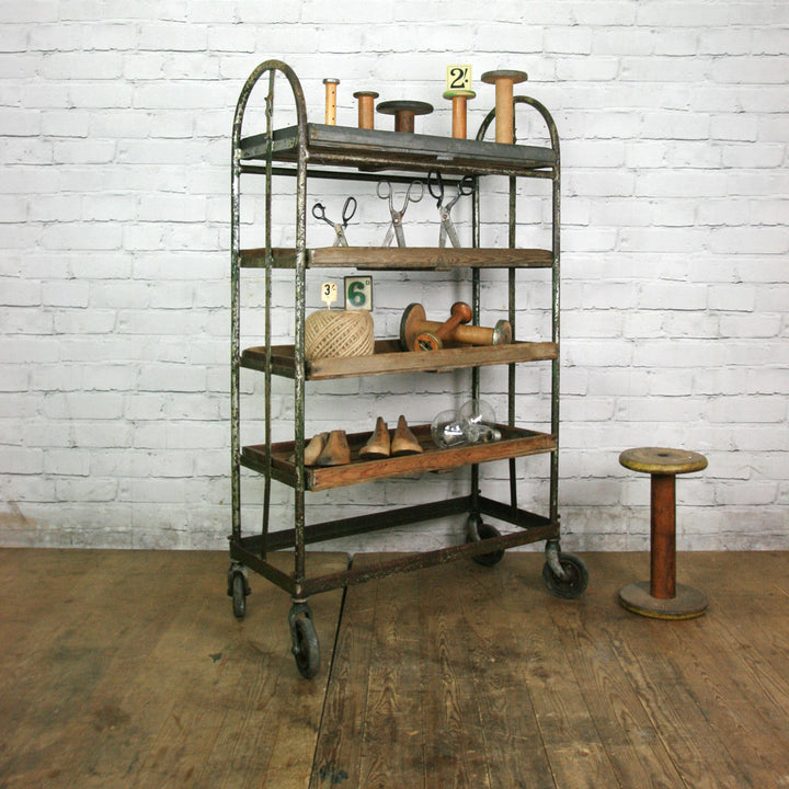 Vintage Industrial Factory Shoe Rack Trolley #1 – Retail Shop Display