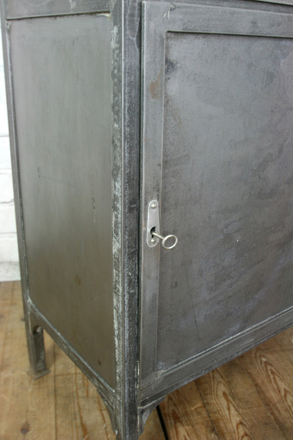 Vintage Industrial Steel Glazed Medical Cabinet