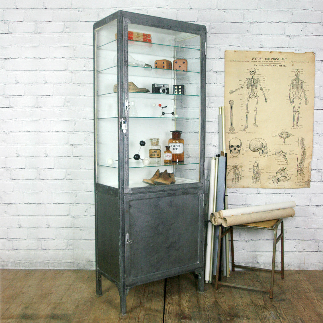Vintage Industrial Steel Glazed Medical Cabinet – Mustard Vintage