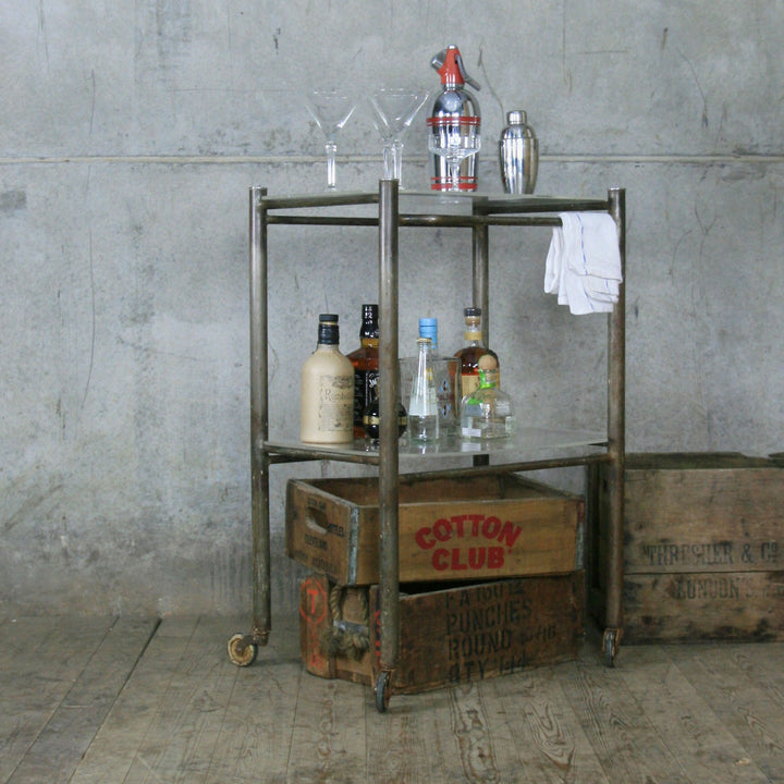 Vintage Industrial Medical Trolley / Drinks Bar Cart