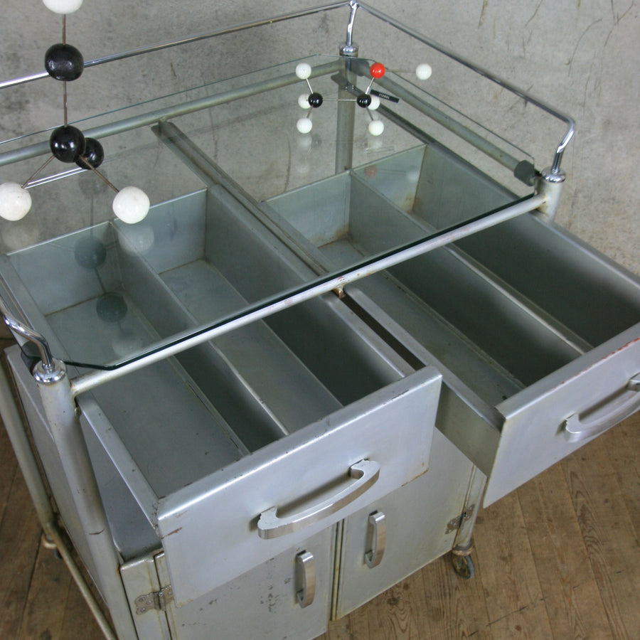 Vintage Industrial Medical Trolley / Bathroom Cabinet / Drinks Bar Cart